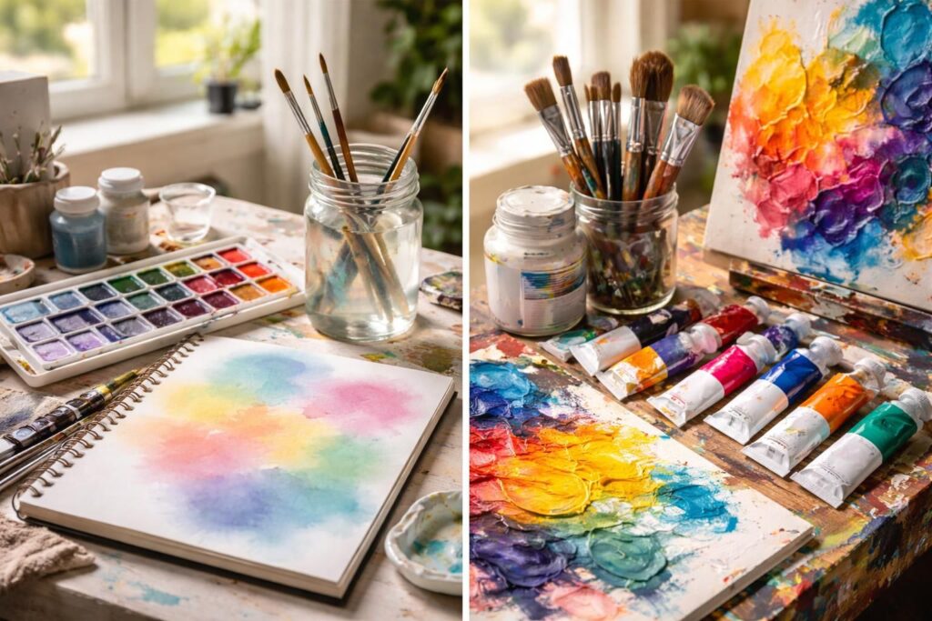 découvrez comment choisir entre la peinture aquarelle et acrylique en fonction de vos préférences, techniques et projets artistiques.