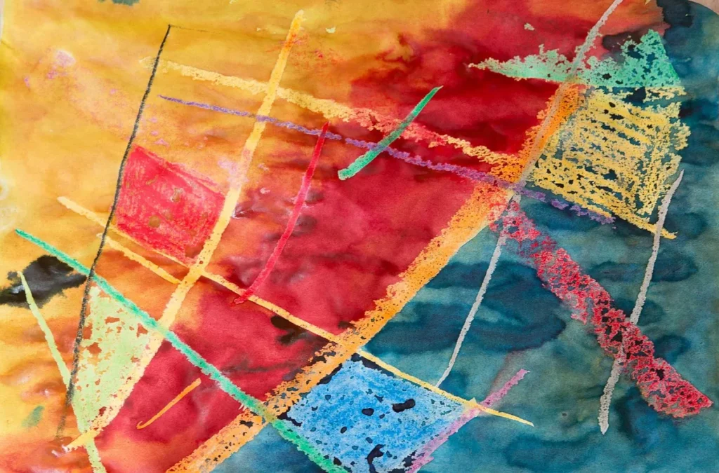 Mouvement Verasio palette et textures acrylique et matériaux mixtes